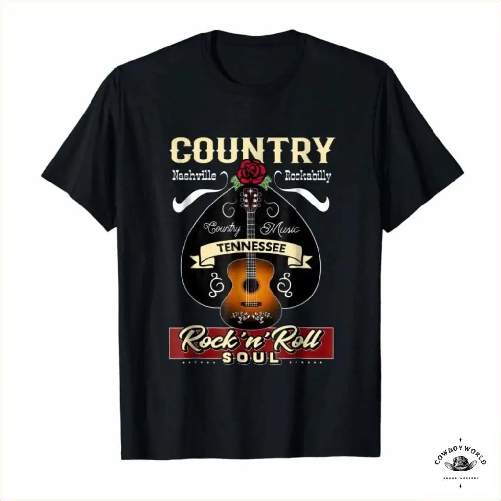T-Shirt Country Rock'n'Roll Ribbed T-Shirt High Neck Heavyweight