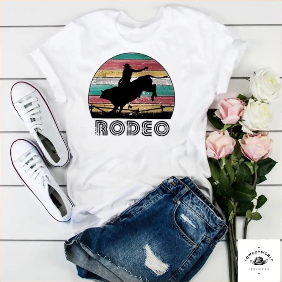 T-Shirt Cowboy Rodeo Las Vegas Anti-Pilling Machine Wash Handmade