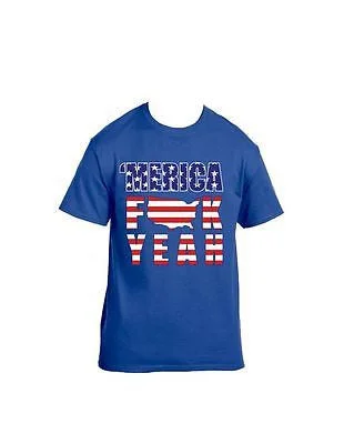 Merica F**k Yeah 4th of July T-Shirt Welt Pockets Slit Pockets