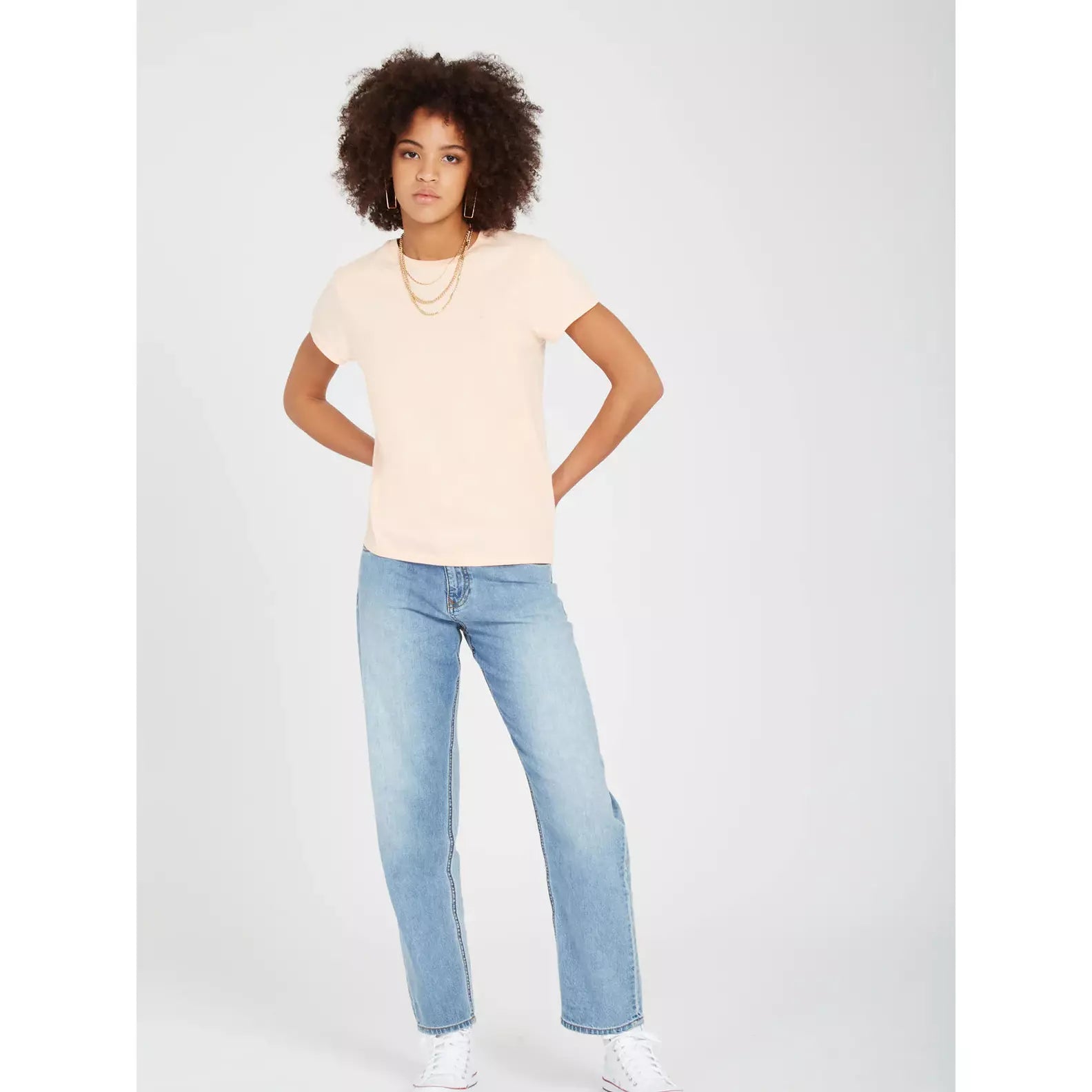 Volcom Stone Blanks Tee Beaded Sequined Faux Fur