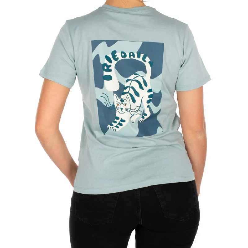 Womens Catty T-shirt Slate Zippered Front Buttoned Front Snap Front