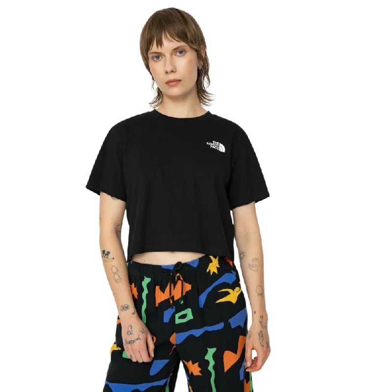 Womens Cropped Simple Dome T-shirt TNF Black Fleece Nylon Spandex