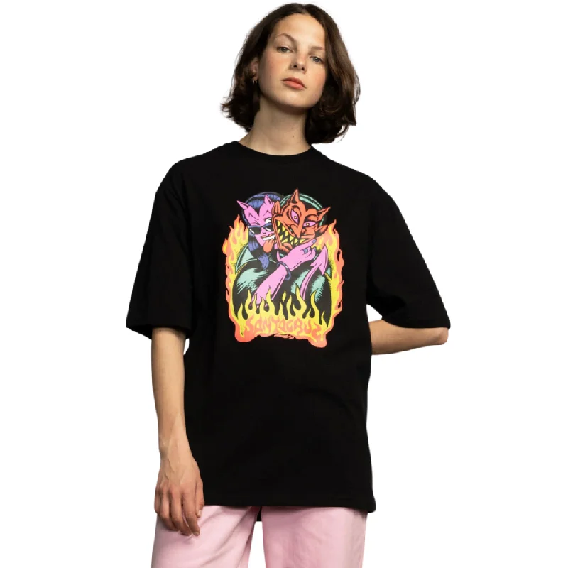 Womens Delfino Devil Front Oversized T-shirt Black Anti-Shrink Durable Soft