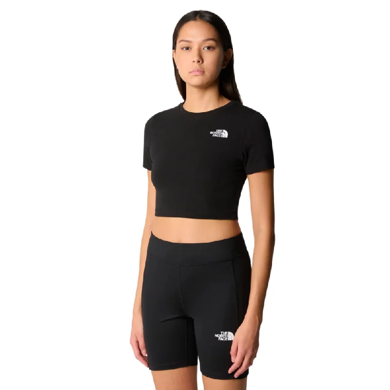 Womens Essential Cropped T-Shirt TNF Black Spandex Blend Rayon Blend Denim Blend