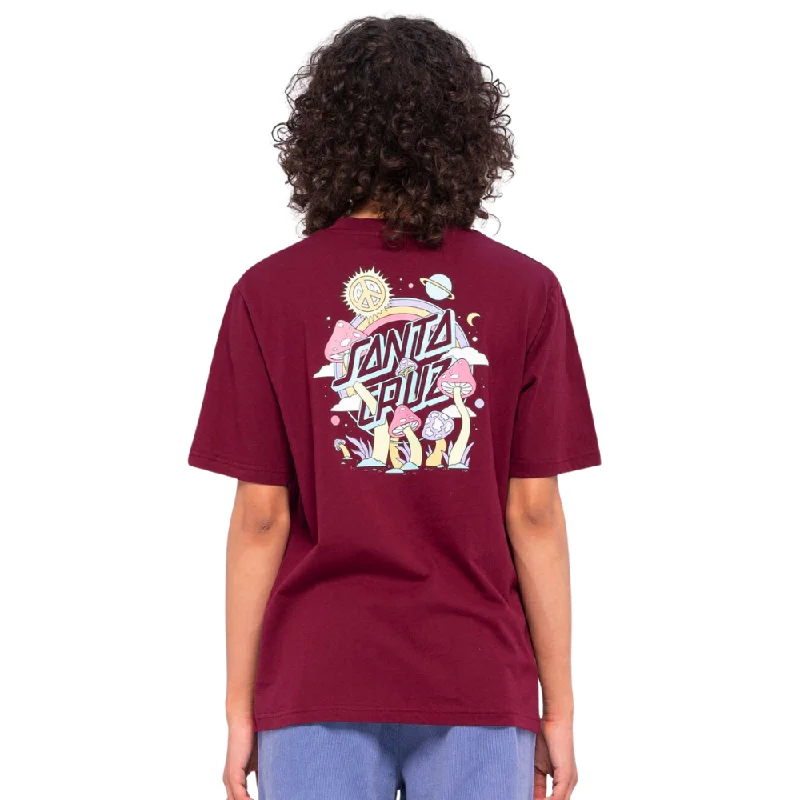 Womens Once Upon A Dot T-Shirt Dark Cherry Faux Fur Fabric Real Fur Fabric Shearling Fabric