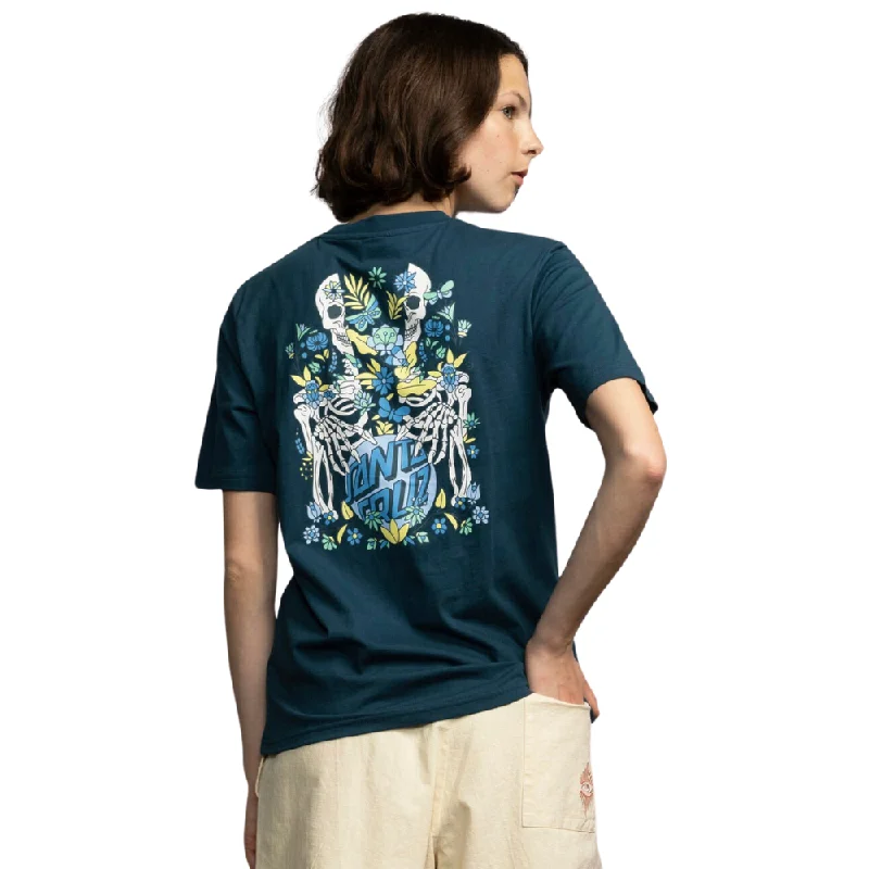 Womens Sage T-shirt Tidal Teal Notch Collar Peter Pan Collar Cowl Neck