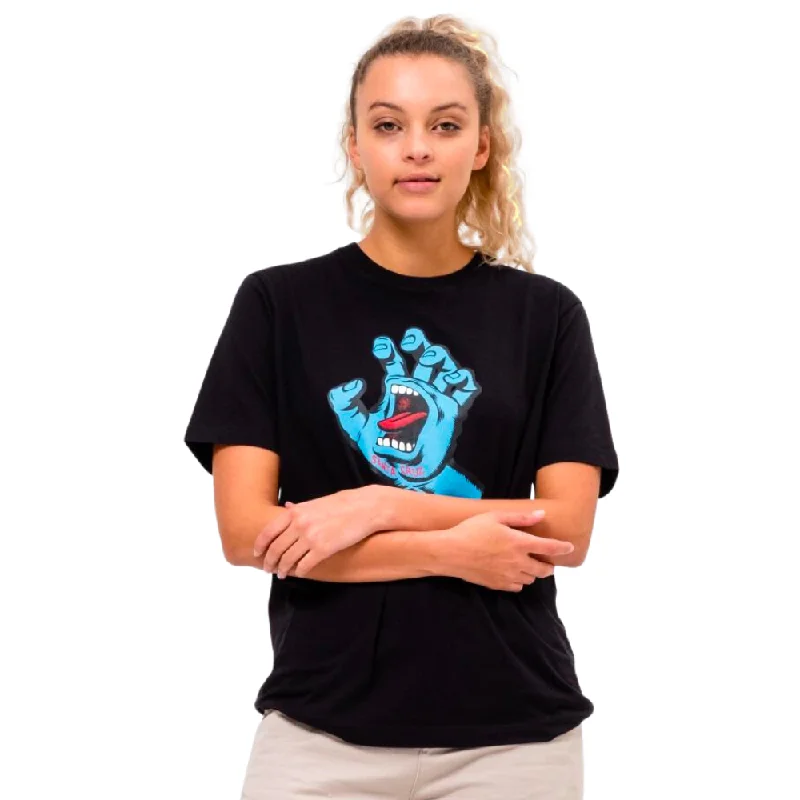 Womens Screaming Hand T-shirt Black Graphic T-Shirt Round Neck Polyester