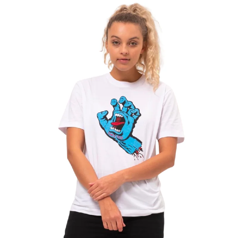 Womens Screaming Hand T-shirt White Thin T-Shirt Open Front Quick Dry