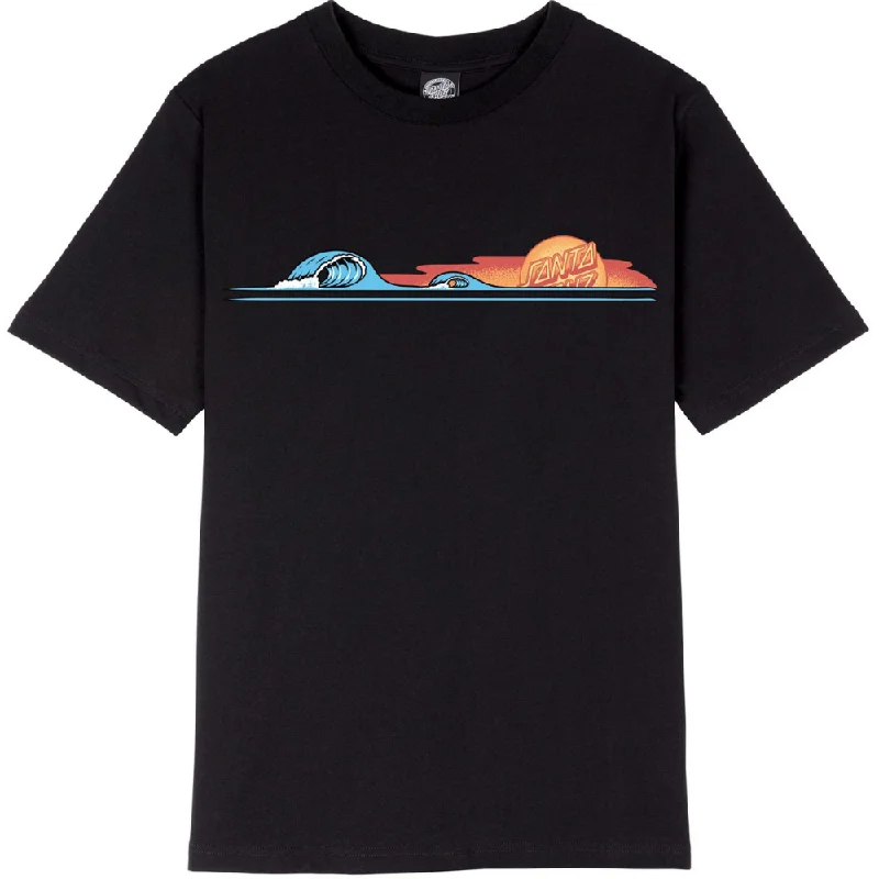 Womens Sunrise Dot T-shirt Black Ribbed Striped Patterned