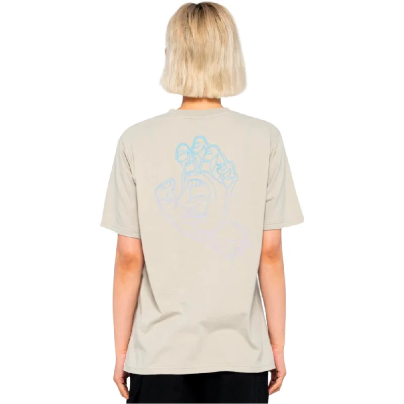 Womens Void Hand Fade T-Shirt Silver Hooded Caped Shawl Collar