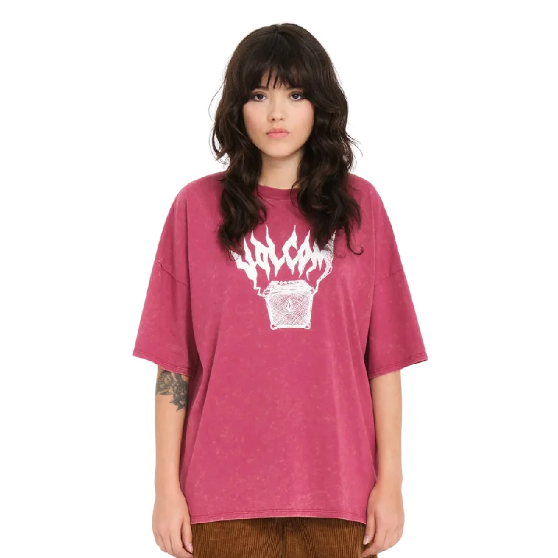 Womens Voltrip T-shirt Wine V-Neck T-Shirt Long Sleeve Cotton