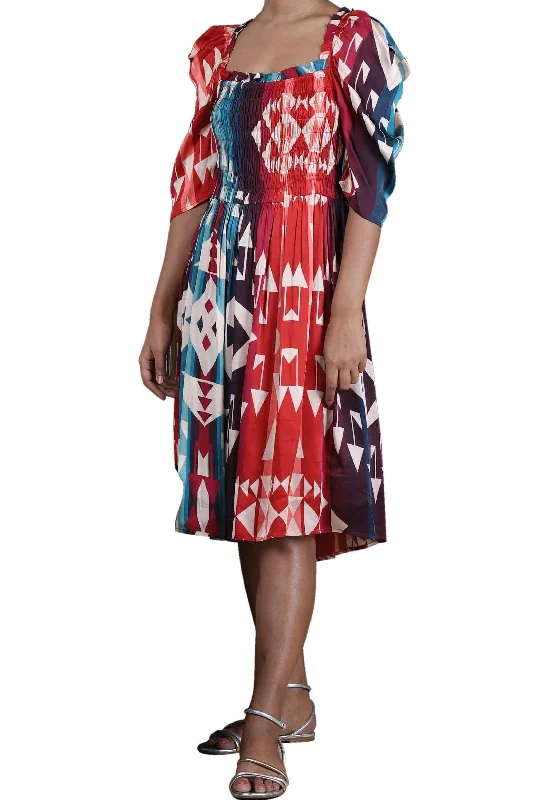 Multicolor Geometric Print Dress