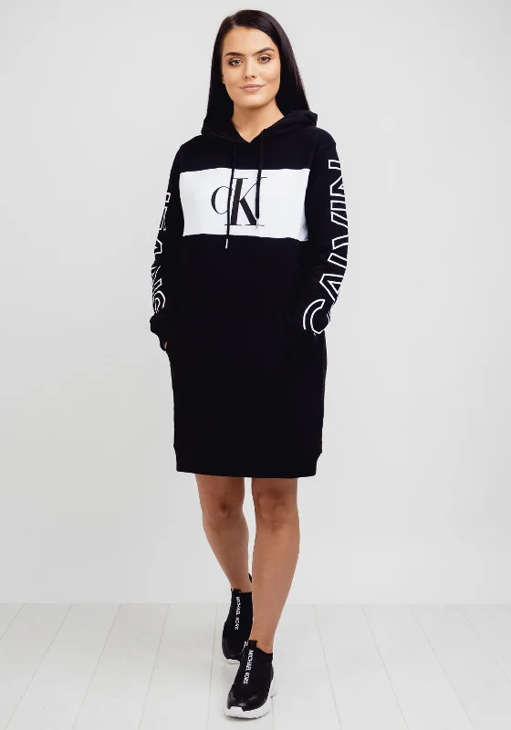 Calvin Klein Blocking Statement Hoodie Dress, Black