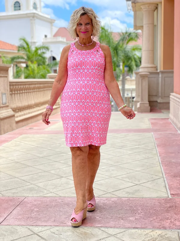 CANDY PINK HALTER DRESS