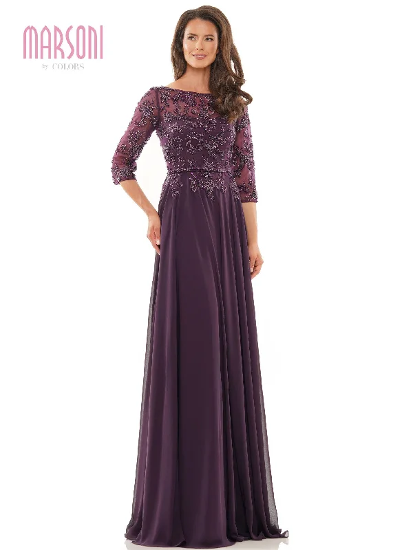 Eggplant 18 Marsoni Mother of the Bride Long Chiffon Dress Sale