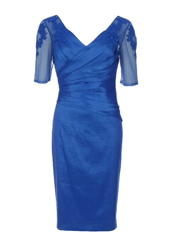 Ispirato Applique Trim Ruched Dress, Laguna Blue