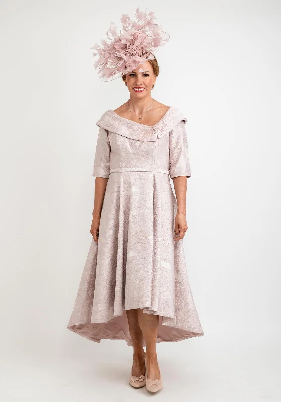 John Charles Dipped Hem Jacquard Dress, Blush