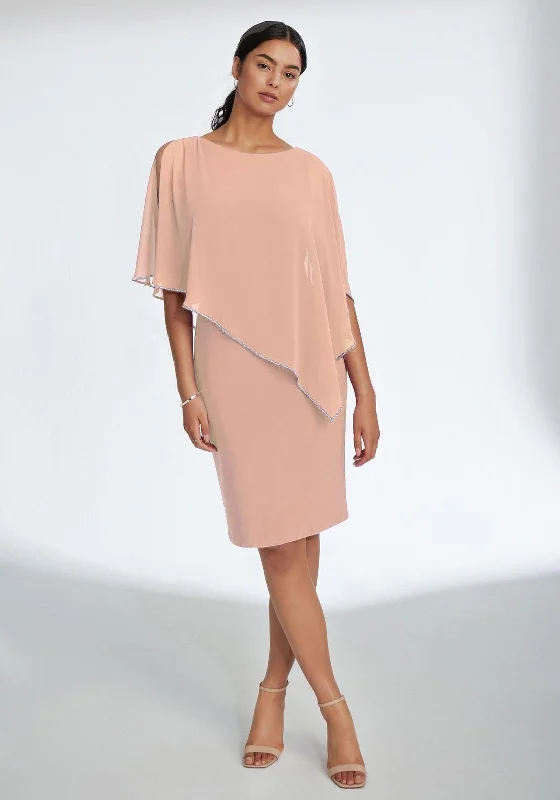 Joseph Ribkoff Rhinestone Knee Length Pencil Dress, Blush