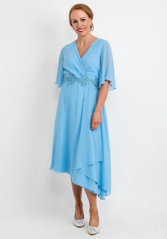 Lizabella Chiffon Asymmetric Hem Dress, Blue