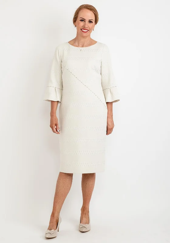 Lizabella Diagonal Pearl Detail Panelled Dress, Gold