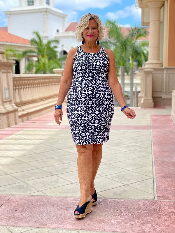 BRIGHTEN BLUE HALTER DRESS