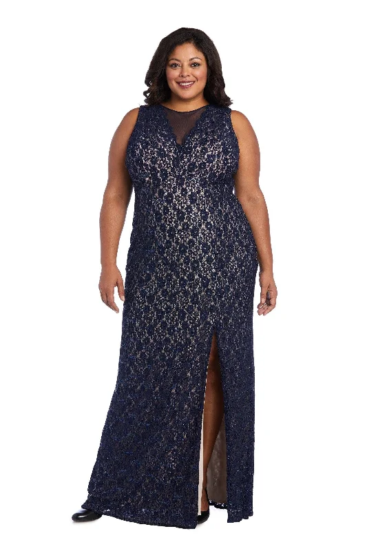 Nightway Long Plus Size Glitter Lace Dress 21547W