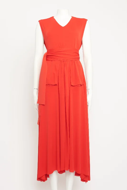 Red Belted Preowned Dress