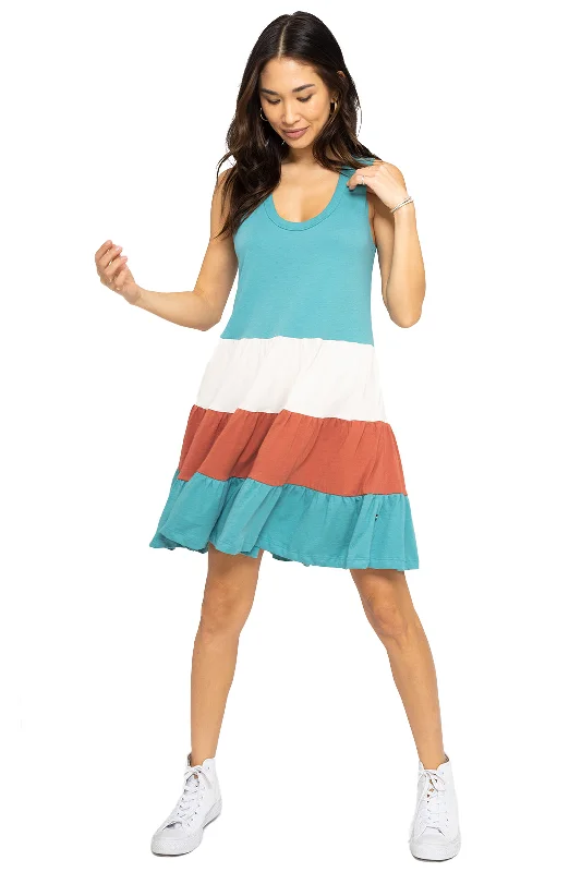 Colorblocked Tiered Dress