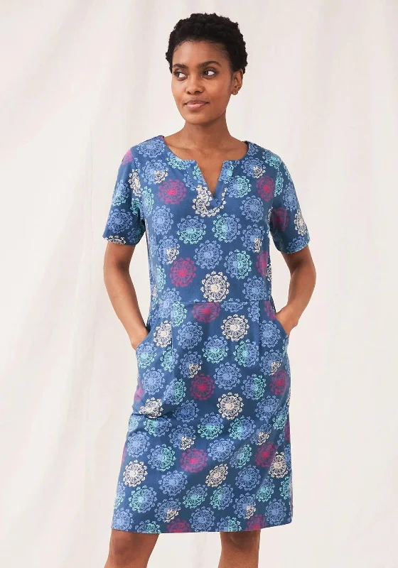 White Stuff Ruby Printed Jersey Dress, Blue Multi