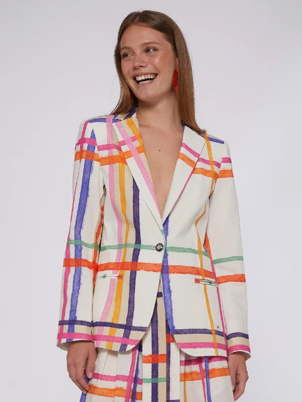 Hannah Check Jacket - Watercolor Print