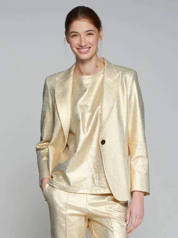 Hillary Metallic Stretch Jacket - Gold