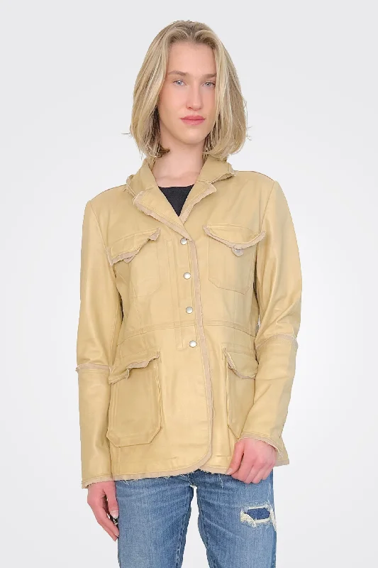 Meryl Leather Jacket - Sand