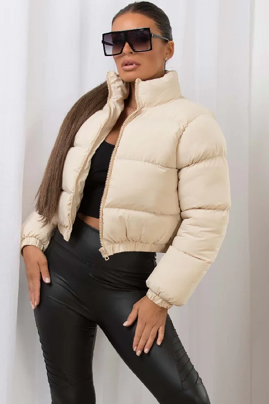 Off White Crop Puffer Jacket