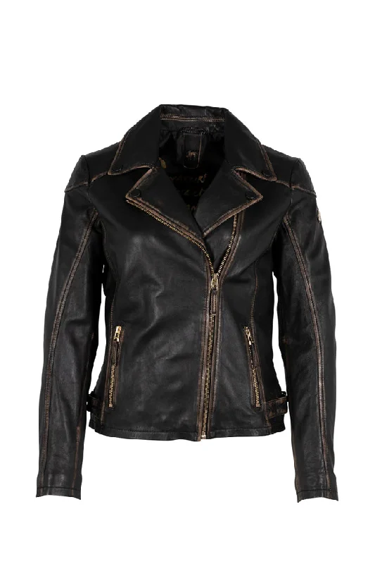 Peggie Leather Jacket - Black Beige