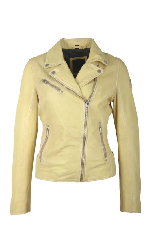 Sofia Leather Jacket - Pale Yellow