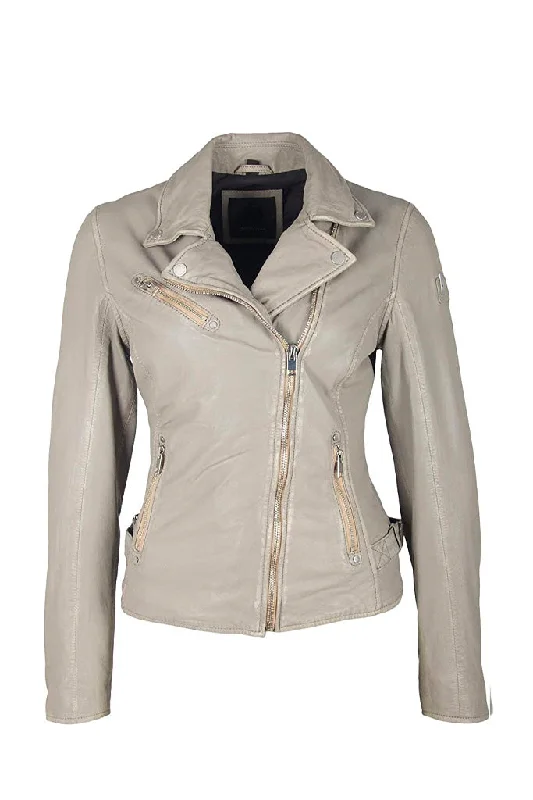 Sofia Leather Jacket - Silver Grey