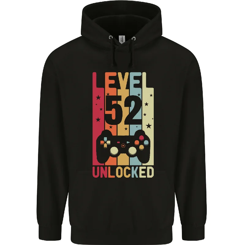 52nd Birthday 52 Year Old Level Up Gaming Mens 80% Cotton Hoodie