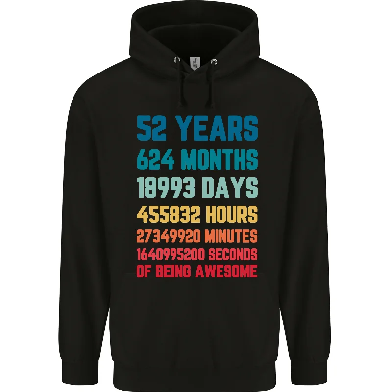 52nd Birthday 52 Year Old Mens 80% Cotton Hoodie