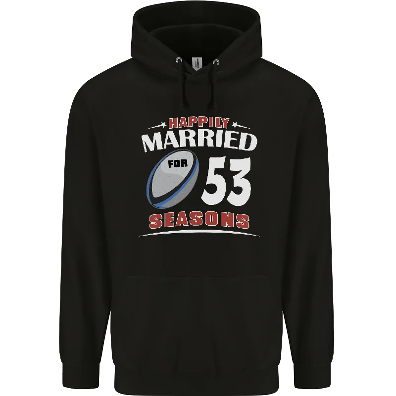 53 Year Wedding Anniversary 53rd Rugby Mens 80% Cotton Hoodie