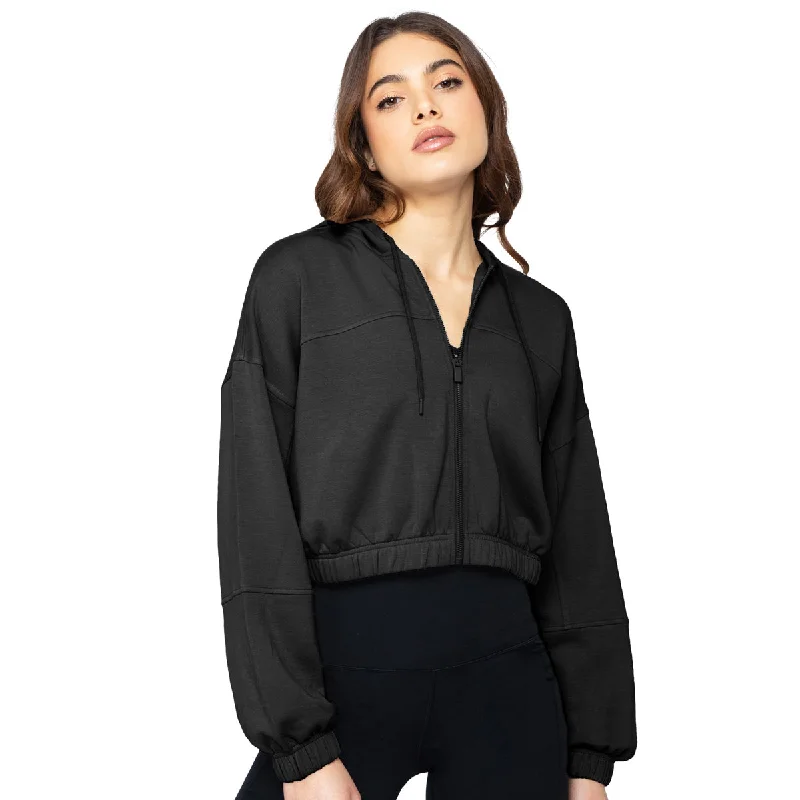 90 Degree By Reflex Women's Cloud Plush Front Zip Cropped Hoodie Top Hoodie with Oversized Fit Loose Comfortable 90 Degree By Reflex Women's Cloud Plush Front Zip Cropped Hoodie Top Hoodie with Oversized Fit Loose Comfortable