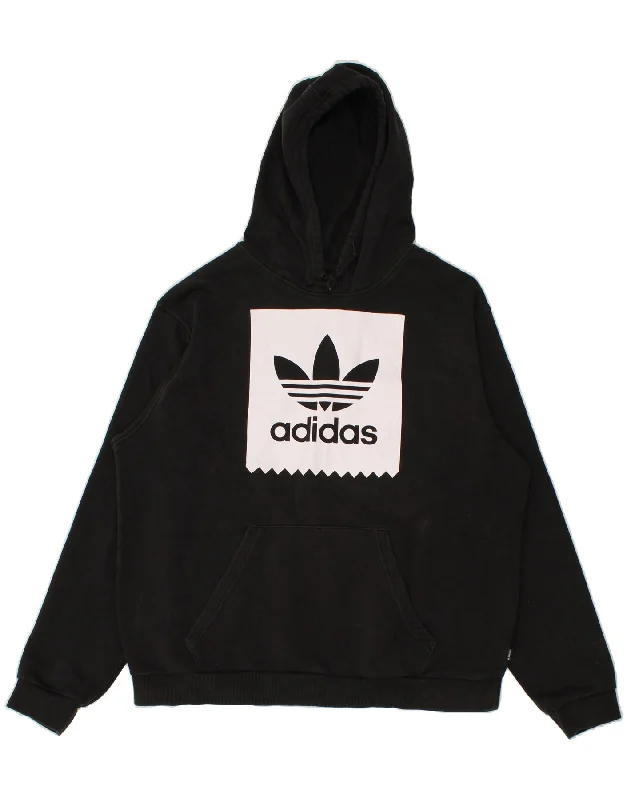 ADIDAS Mens Graphic Hoodie Jumper Large Black Cotton