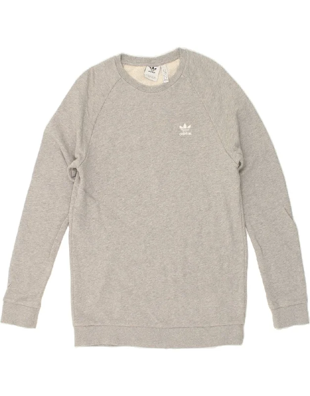 ADIDAS Mens Sweatshirt Jumper Medium Grey Cotton Hoodie with Hem Fringe Bohemian Relaxed ADIDAS Mens Sweatshirt Jumper Medium Grey Cotton Hoodie with Hem Fringe Bohemian Relaxed