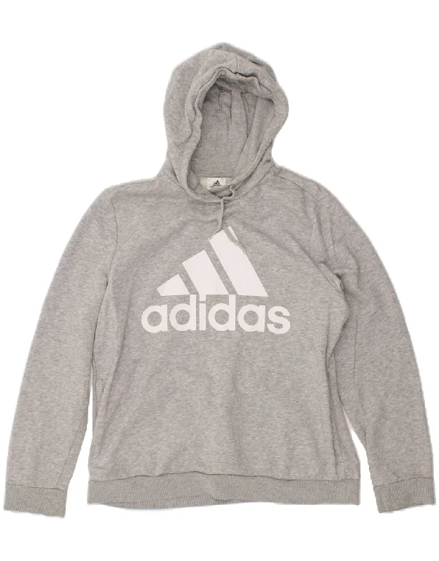 ADIDAS Womens Graphic Hoodie Jumper UK 18 XL Grey Cotton Hoodie with Half-Zip Sporty Casual ADIDAS Womens Graphic Hoodie Jumper UK 18 XL Grey Cotton Hoodie with Half-Zip Sporty Casual