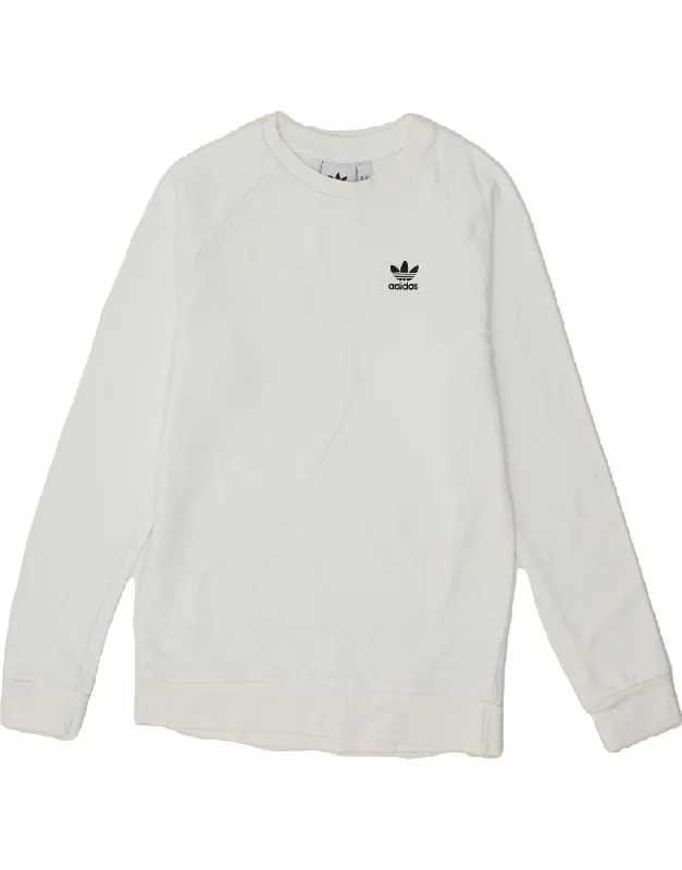 ADIDAS Womens Loose Fit Sweatshirt Jumper UK 6 XS White Cotton