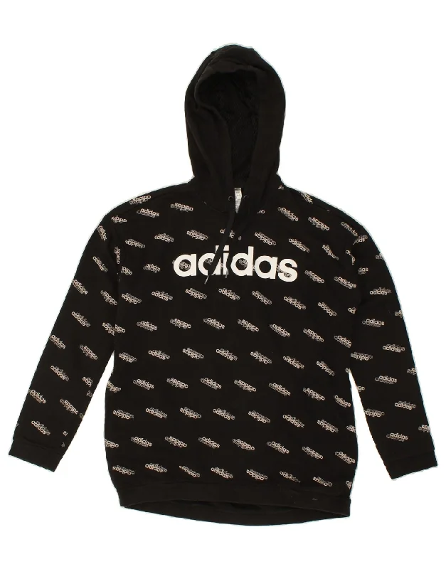 ADIDAS Womens Oversized Graphic Hoodie Jumper UK 8/10 Small Black Cotton Hoodie with Exposed Zipper Edgy Industrial ADIDAS Womens Oversized Graphic Hoodie Jumper UK 8/10 Small Black Cotton Hoodie with Exposed Zipper Edgy Industrial