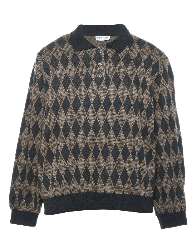 Alfred Dunner Printed Sweatshirt - L Hoodie with Exposed Zipper Edgy Industrial