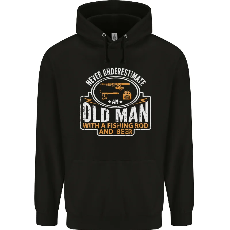 An Old Man With a Fishing Rod & Beer Funny Mens 80% Cotton Hoodie Hoodie with Rolled Sleeves Casual Relaxed An Old Man With a Fishing Rod & Beer Funny Mens 80% Cotton Hoodie Hoodie with Rolled Sleeves Casual Relaxed