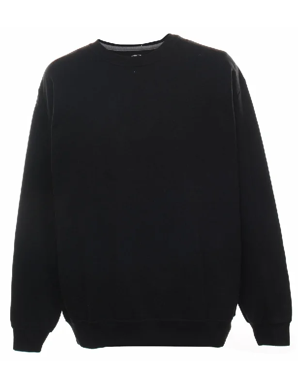 Black Plain Sweatshirt - L Hoodie with Emblem Brand Identity