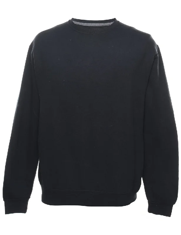 Black Plain Sweatshirt - M Hoodie Crop Top Short Trendy
