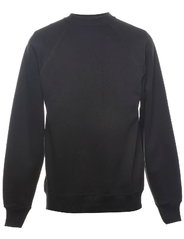 Black Plain Sweatshirt - S Hoodie with Front Slit Layering Stylish